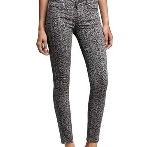 Paige | Denim Grey Leopard Print Skinny Jeans Animal Print Stretch Jeans | 27